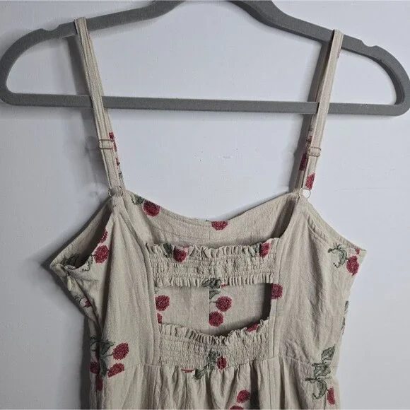 Urban Outfitters Cotton Cherry Mini Dress Empire Waist Sweetheart Neckline Sz S - Picture 8 of 12